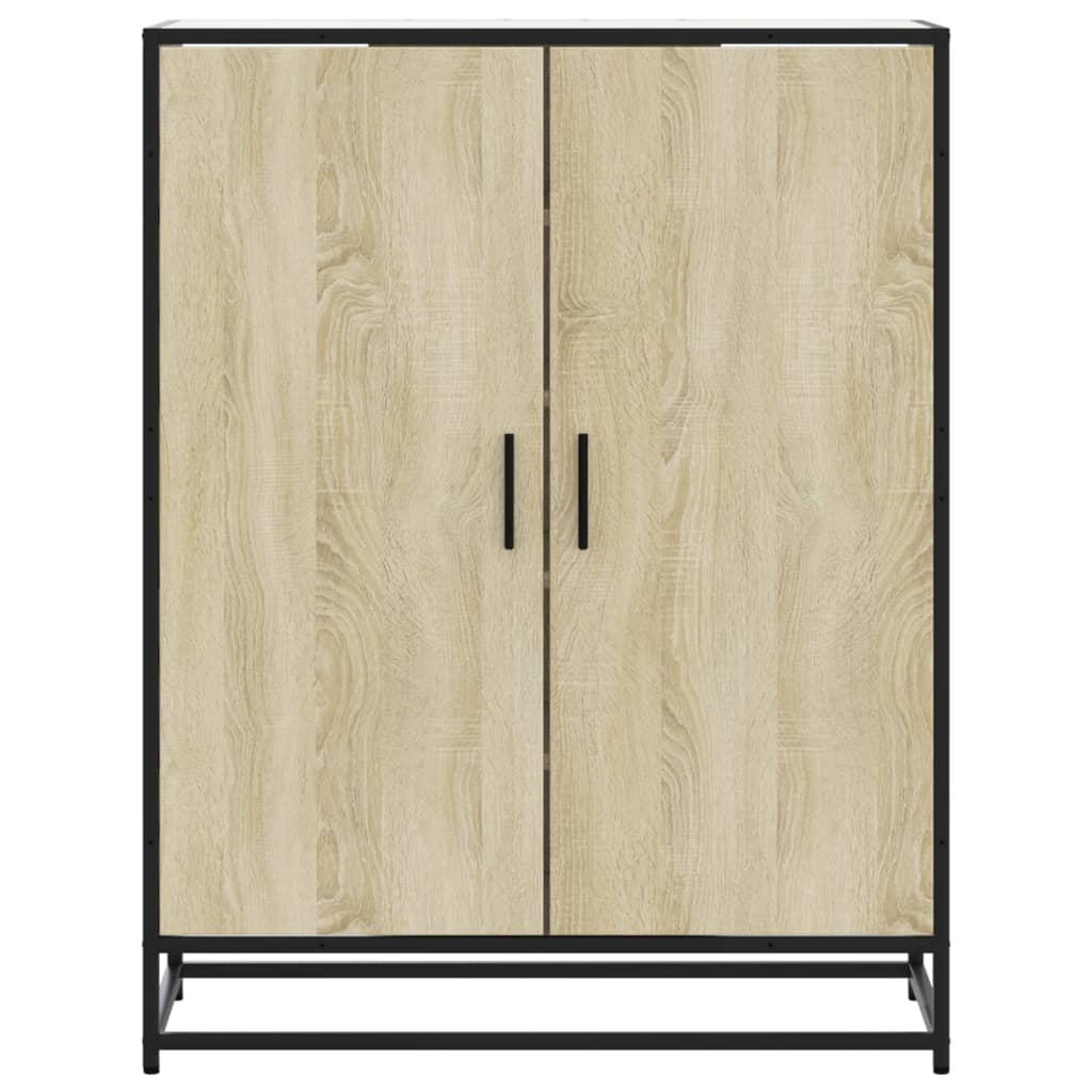 Schoenenkast 75x38x97,5 cm bewerkt hout en metaal sonoma eiken