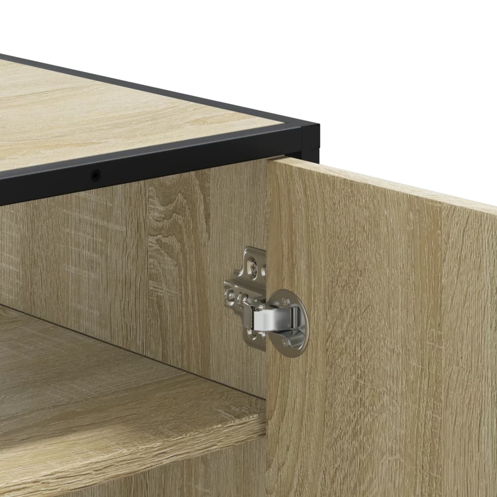 Schoenenkast 75x38x97,5 cm bewerkt hout en metaal sonoma eiken