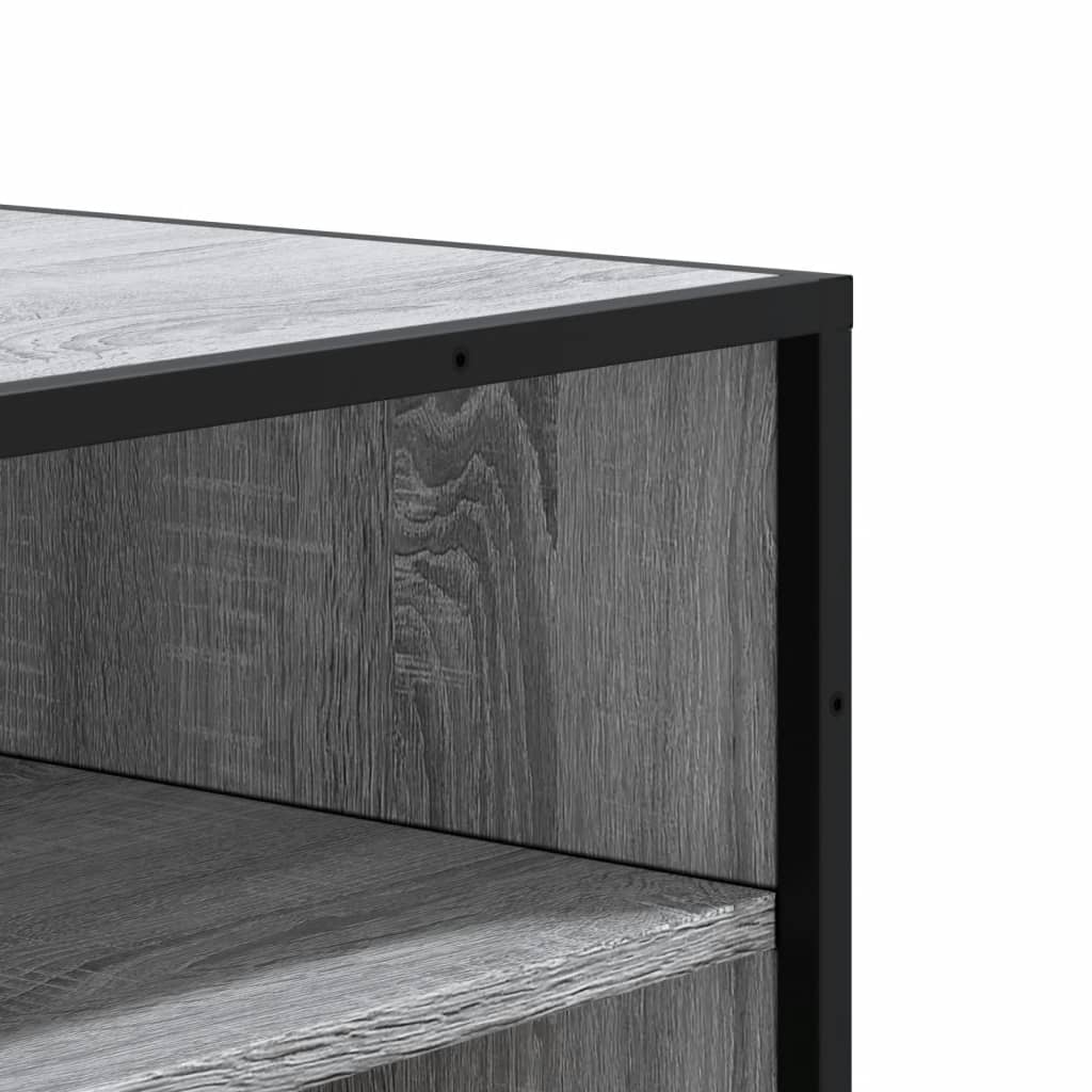 Schoenenkast 75x38x97,5 cm bewerkt hout en metaal grijs sonoma