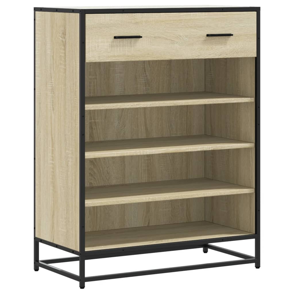 Schoenenkast 75x38x97,5 cm bewerkt hout en metaal sonoma eiken