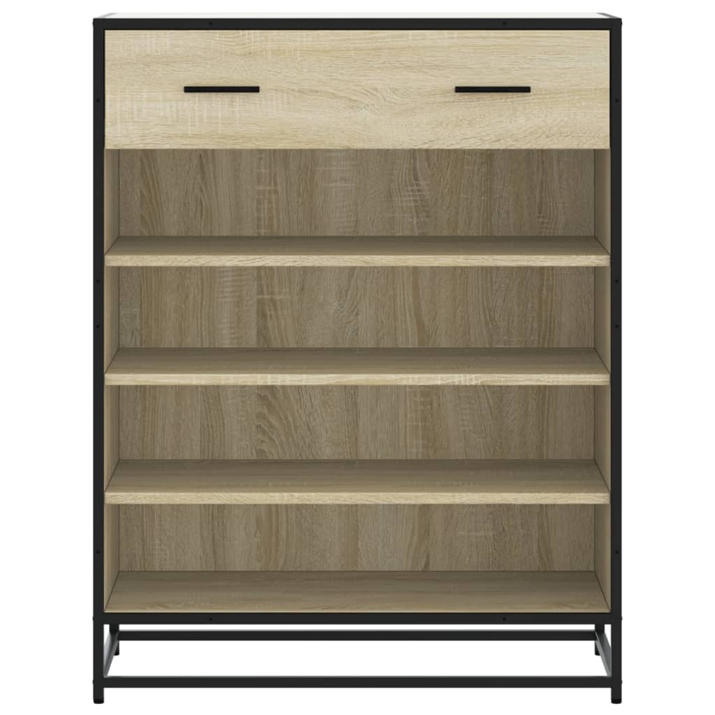 Schoenenkast 75x38x97,5 cm bewerkt hout en metaal sonoma eiken