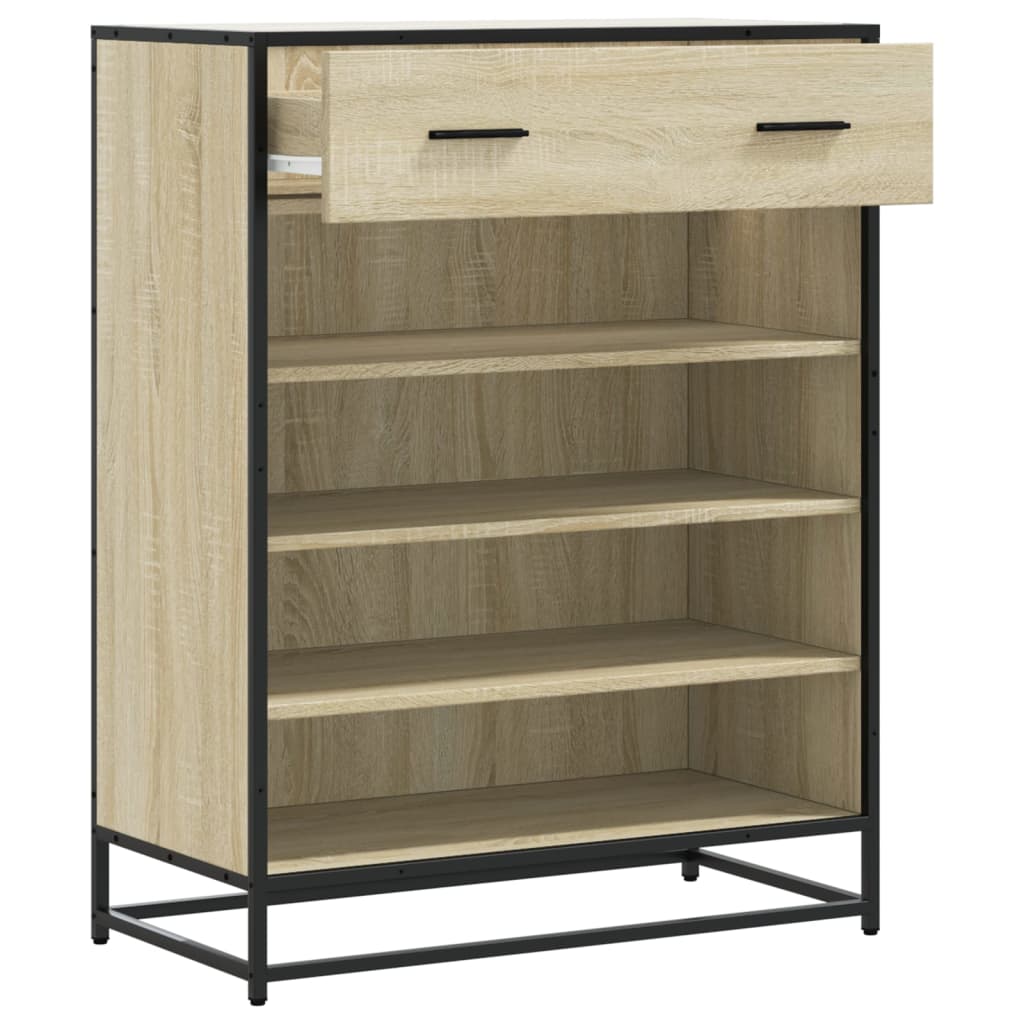 Schoenenkast 75x38x97,5 cm bewerkt hout en metaal sonoma eiken