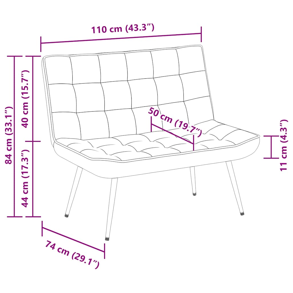 Bankje 110x74x84 cm fluweel wijnrood