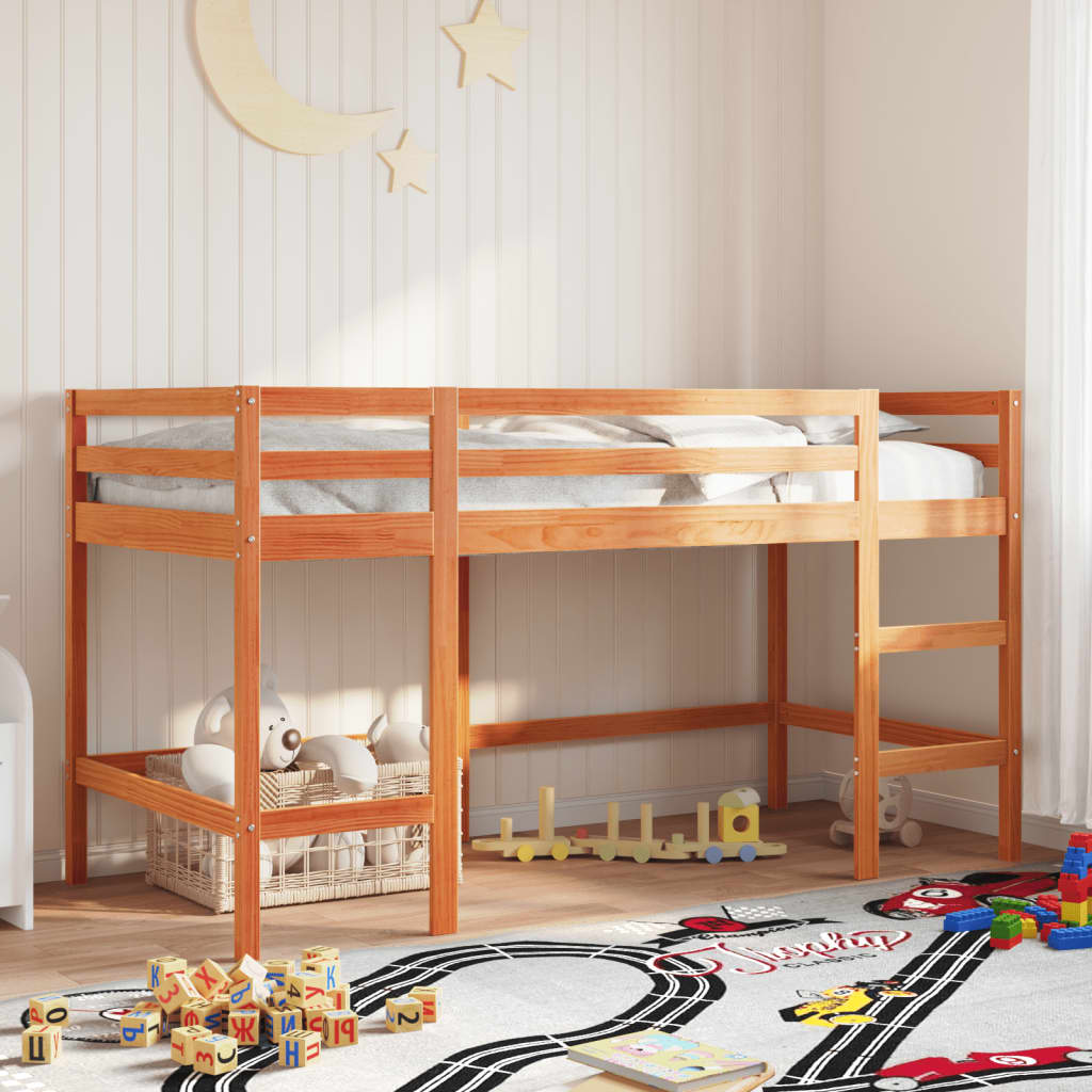 Kinderhoogslaper met ladder 80x200 cm massief grenenhout bruin Bedden & bedframes | Creëer jouw Trendy Thuis | Gratis bezorgd & Retour | Trendy.nl