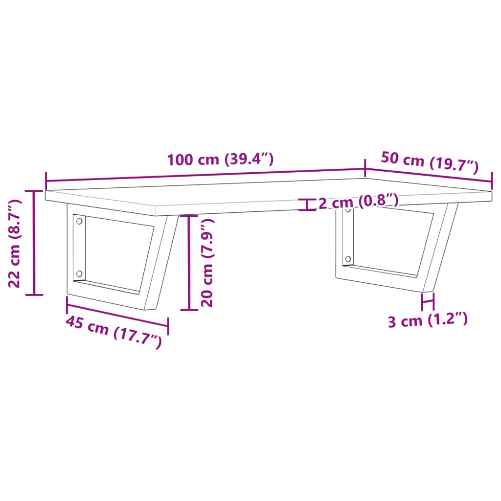 Badkamer wandschap staal en massief acaciahout Badkamerkaptafels | Creëer jouw Trendy Thuis | Gratis bezorgd & Retour | Trendy.nl