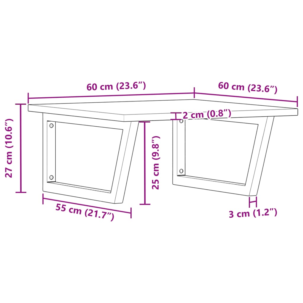 Badkamer wandschap staal en massief acaciahout Badkamerkaptafels | Creëer jouw Trendy Thuis | Gratis bezorgd & Retour | Trendy.nl