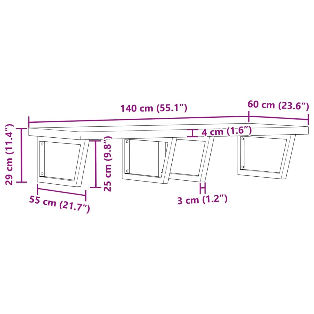 Badkamer wandschap staal en massief acaciahout Badkamerkaptafels | Creëer jouw Trendy Thuis | Gratis bezorgd & Retour | Trendy.nl