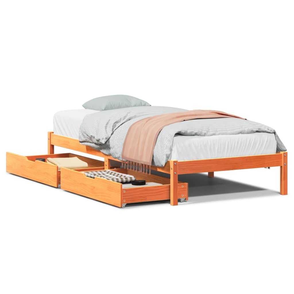 Bedframe zonder matras massief grenenhout wasbruin 90x190 cm Bedden & bedframes | Creëer jouw Trendy Thuis | Gratis bezorgd & Retour | Trendy.nl