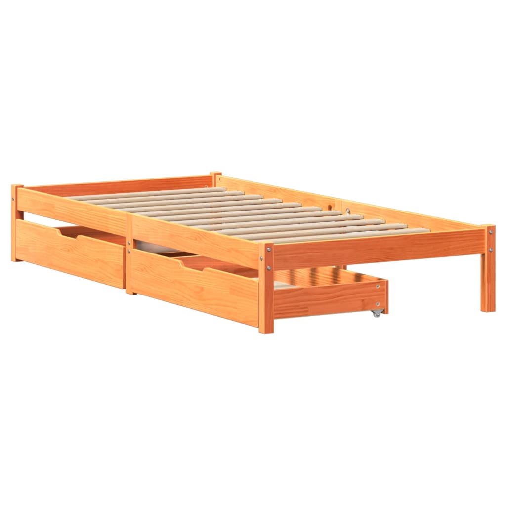 Bedframe zonder matras massief grenenhout wasbruin 90x190 cm Bedden & bedframes | Creëer jouw Trendy Thuis | Gratis bezorgd & Retour | Trendy.nl