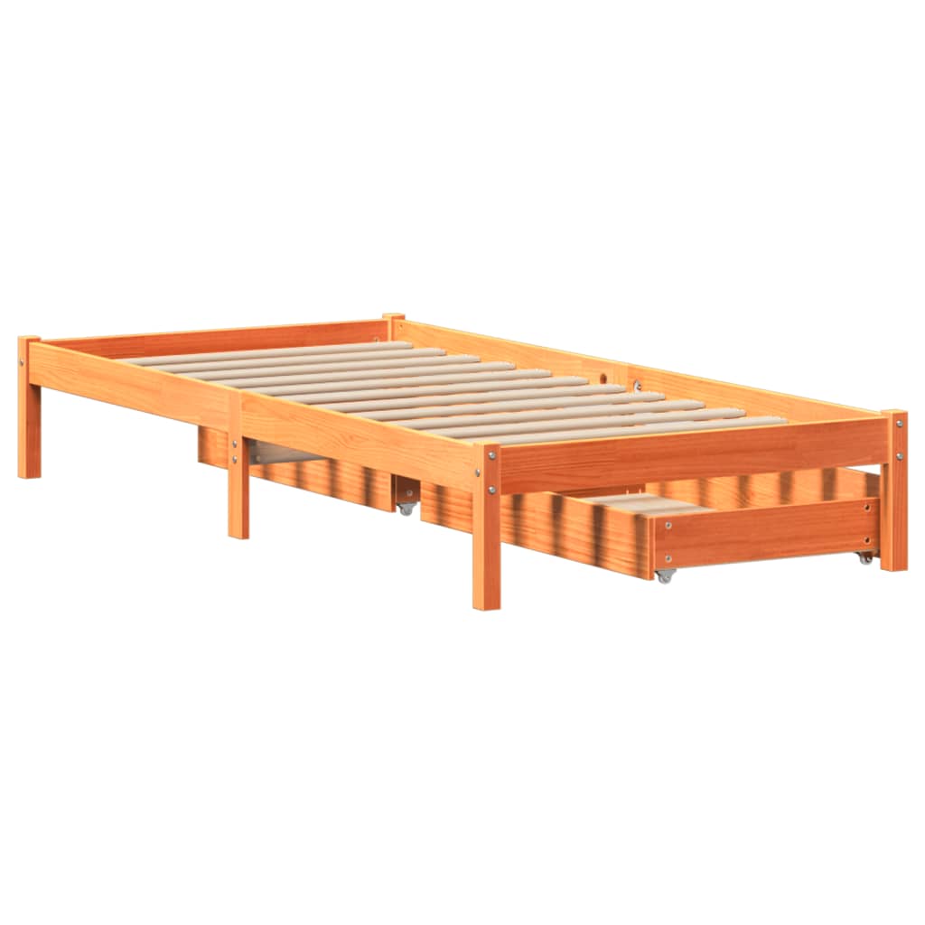 Bedframe zonder matras massief grenenhout wasbruin 90x190 cm Bedden & bedframes | Creëer jouw Trendy Thuis | Gratis bezorgd & Retour | Trendy.nl