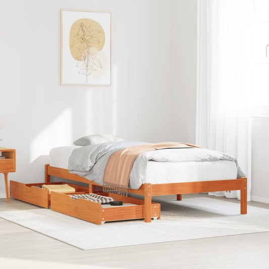 Bedframe zonder matras massief grenenhout wasbruin 90x190 cm Bedden & bedframes | Creëer jouw Trendy Thuis | Gratis bezorgd & Retour | Trendy.nl