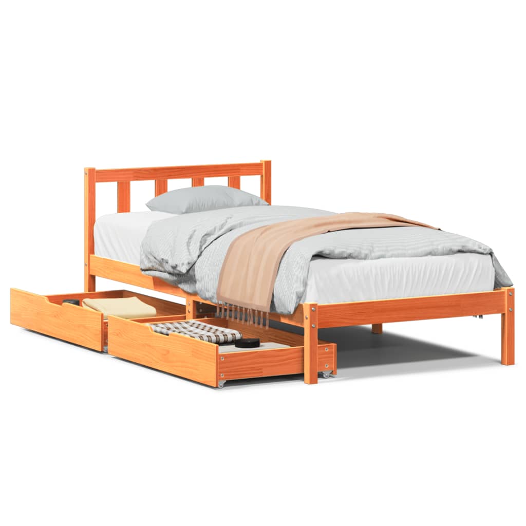 Bedframe zonder matras massief grenenhout wasbruin 90x190 cm Bedden & bedframes | Creëer jouw Trendy Thuis | Gratis bezorgd & Retour | Trendy.nl