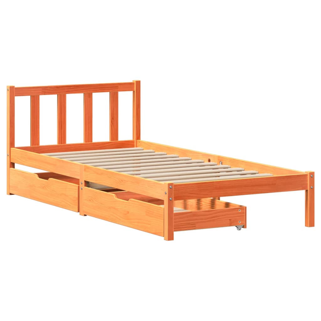 Bedframe zonder matras massief grenenhout wasbruin 90x190 cm Bedden & bedframes | Creëer jouw Trendy Thuis | Gratis bezorgd & Retour | Trendy.nl