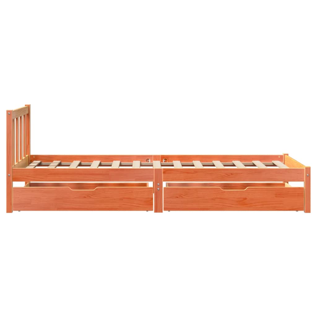 Bedframe zonder matras massief grenenhout wasbruin 90x190 cm Bedden & bedframes | Creëer jouw Trendy Thuis | Gratis bezorgd & Retour | Trendy.nl