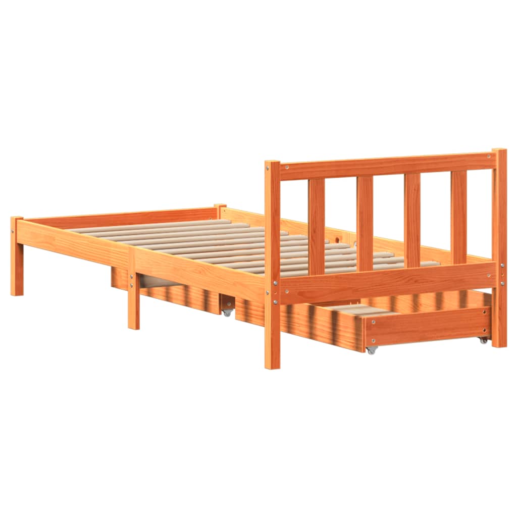 Bedframe zonder matras massief grenenhout wasbruin 90x190 cm Bedden & bedframes | Creëer jouw Trendy Thuis | Gratis bezorgd & Retour | Trendy.nl