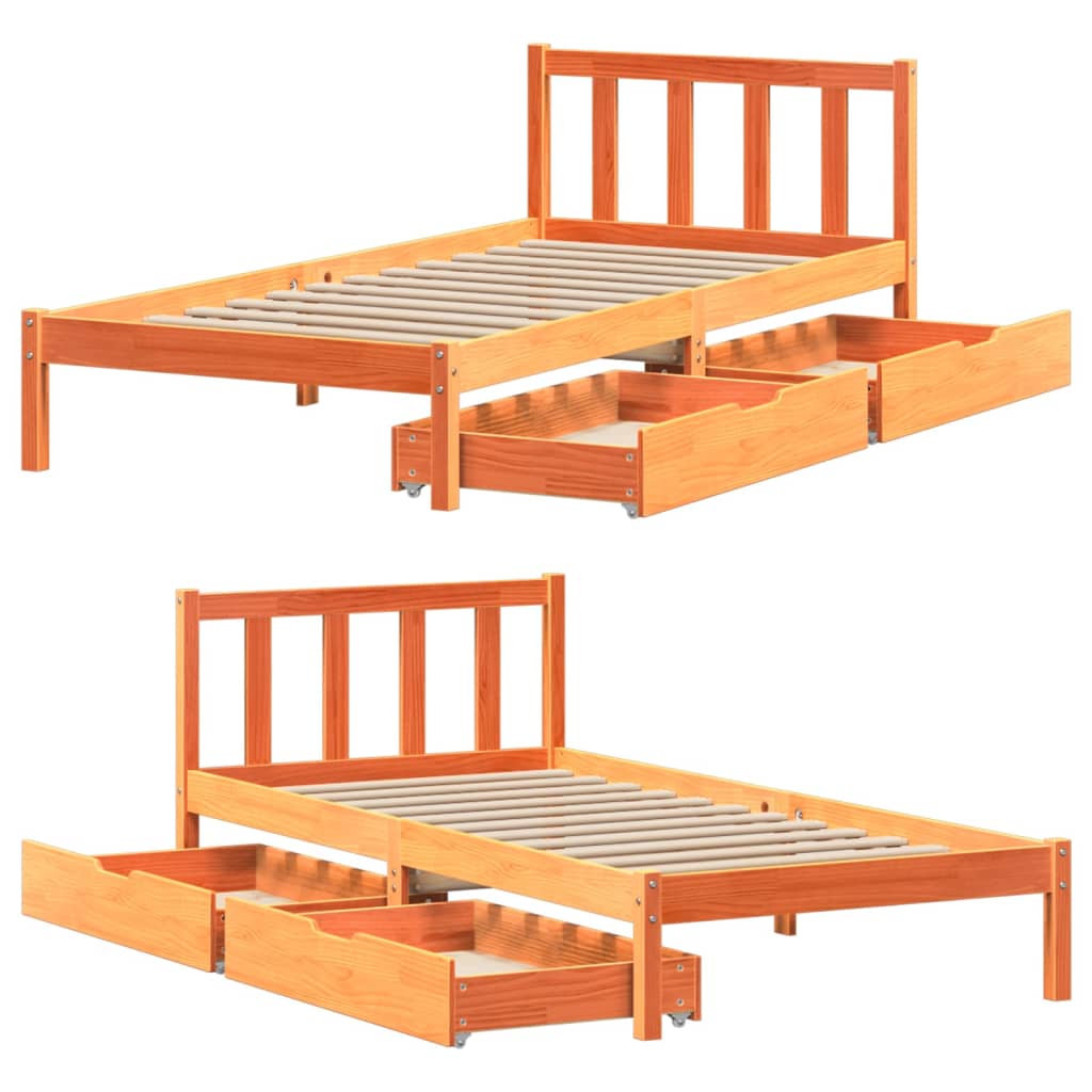 Bedframe zonder matras massief grenenhout wasbruin 90x190 cm Bedden & bedframes | Creëer jouw Trendy Thuis | Gratis bezorgd & Retour | Trendy.nl