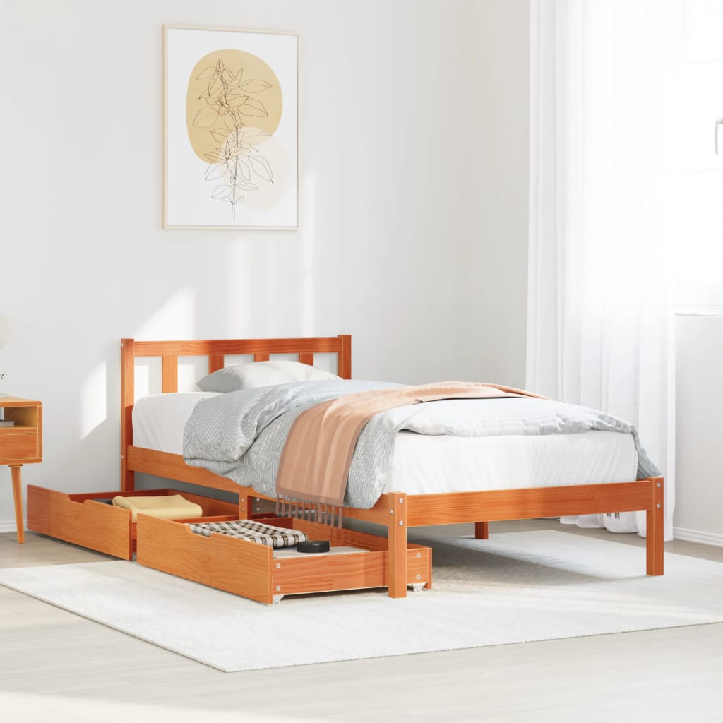 Bedframe zonder matras massief grenenhout wasbruin 90x190 cm Bedden & bedframes | Creëer jouw Trendy Thuis | Gratis bezorgd & Retour | Trendy.nl