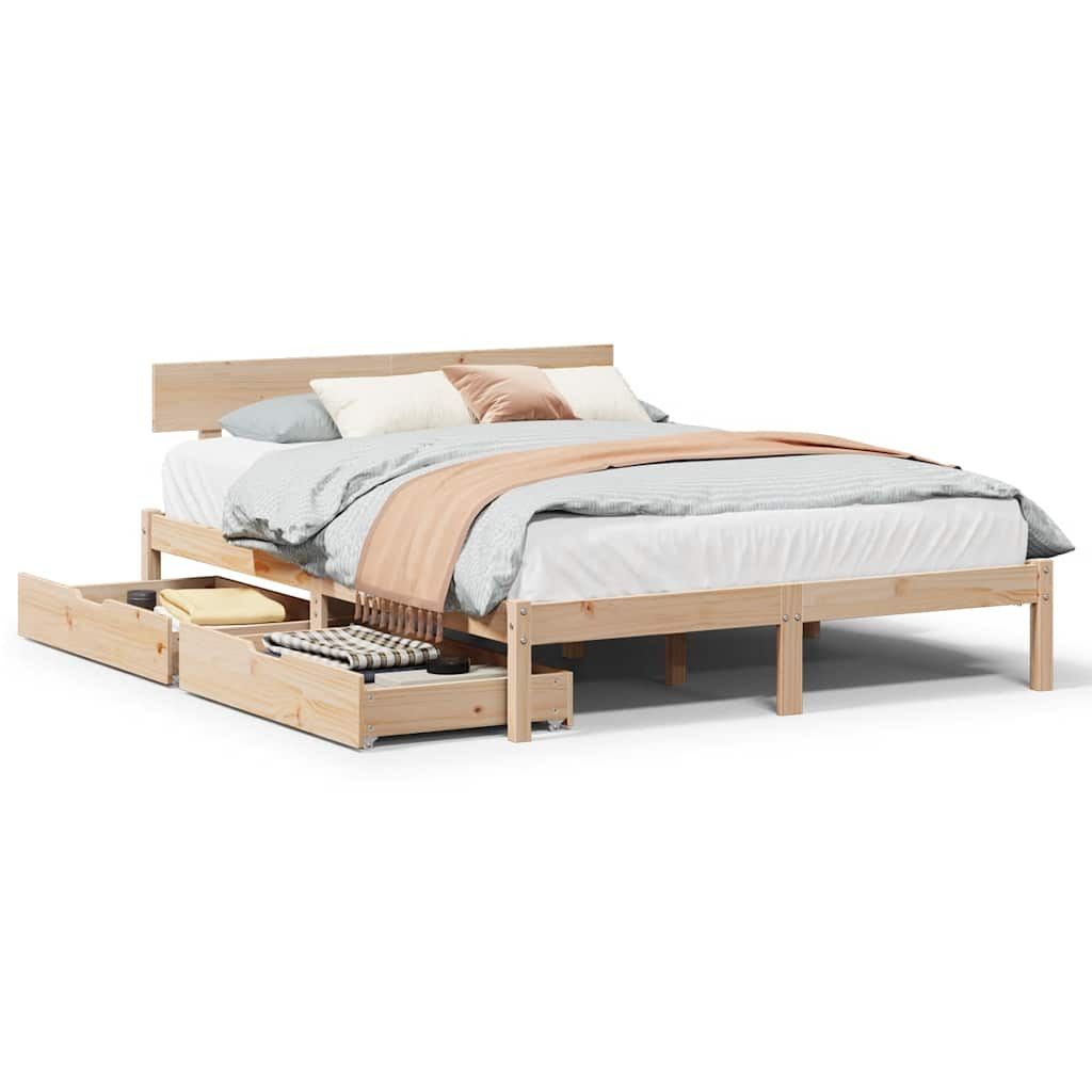 Bedframe zonder matras massief grenenhout 135x190 cm