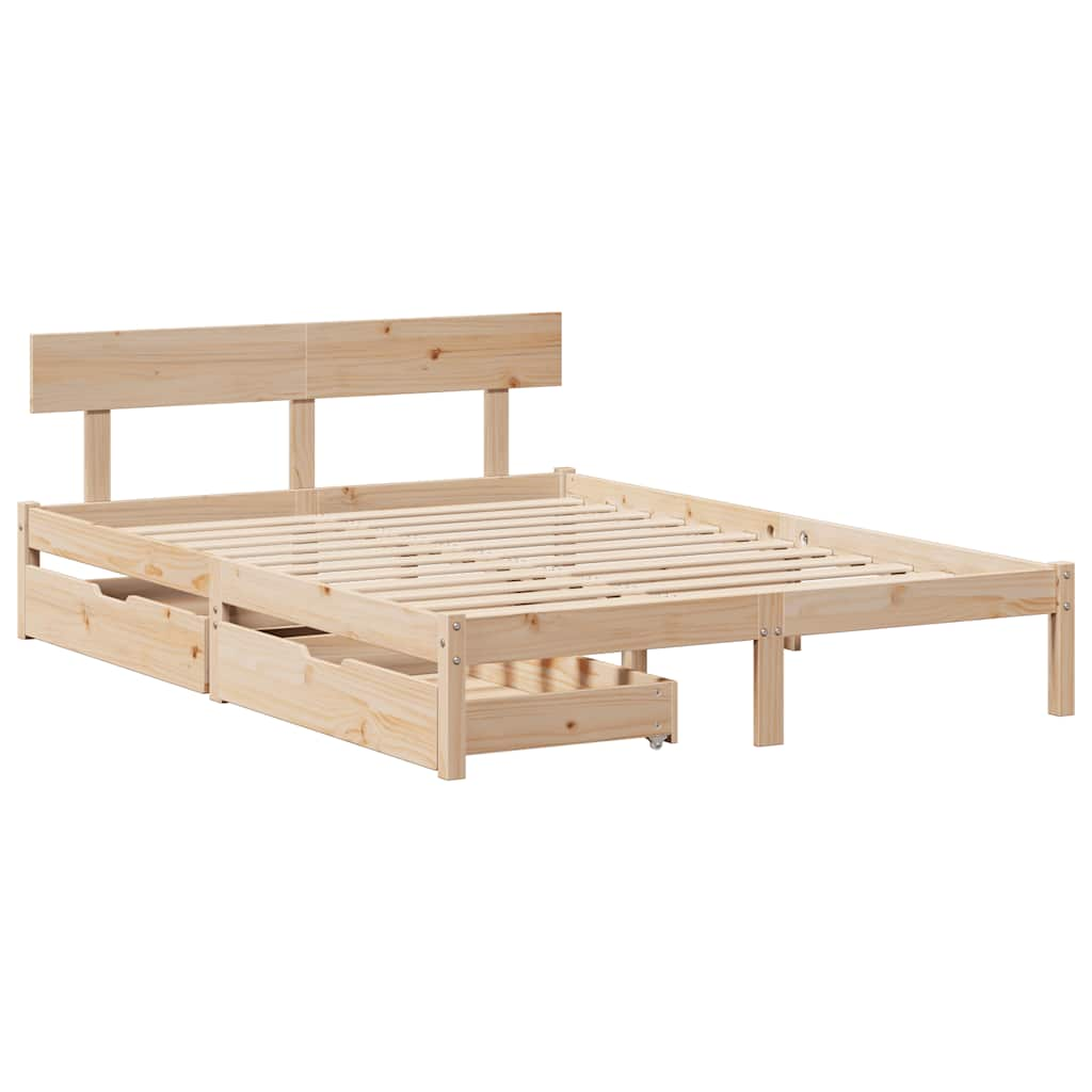 Bedframe zonder matras massief grenenhout 135x190 cm