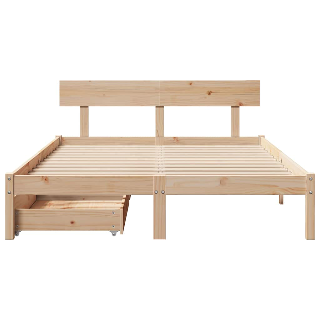 Bedframe zonder matras massief grenenhout 135x190 cm