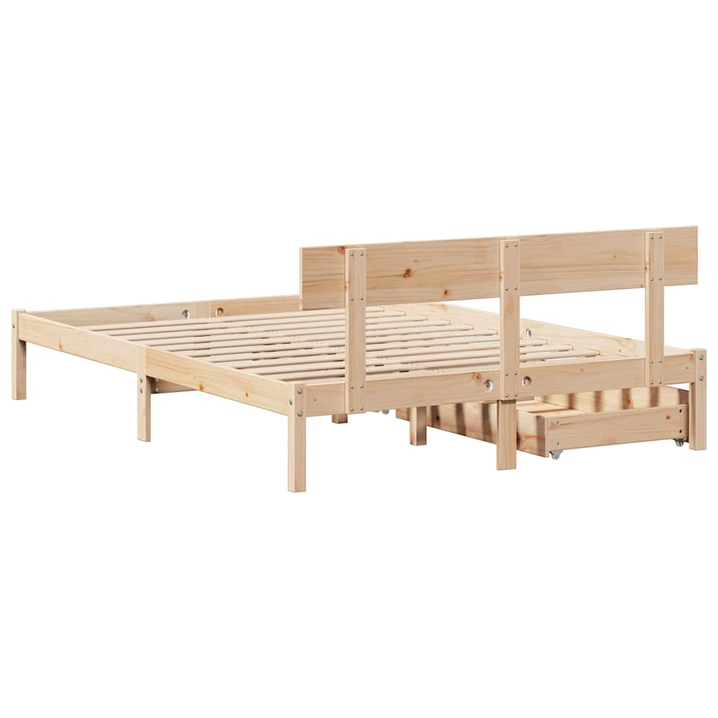 Bedframe zonder matras massief grenenhout 135x190 cm