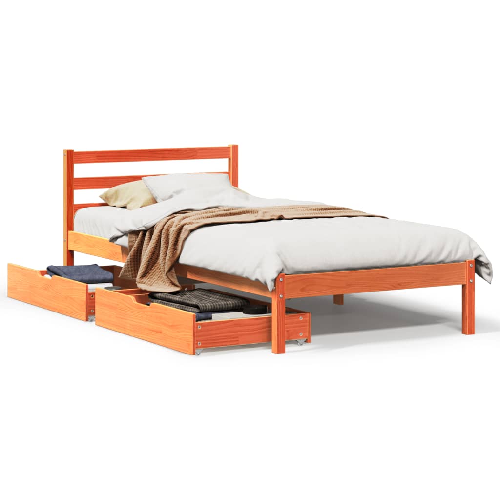 Bedframe zonder matras massief grenenhout wasbruin 90x190 cm Bedden & bedframes | Creëer jouw Trendy Thuis | Gratis bezorgd & Retour | Trendy.nl