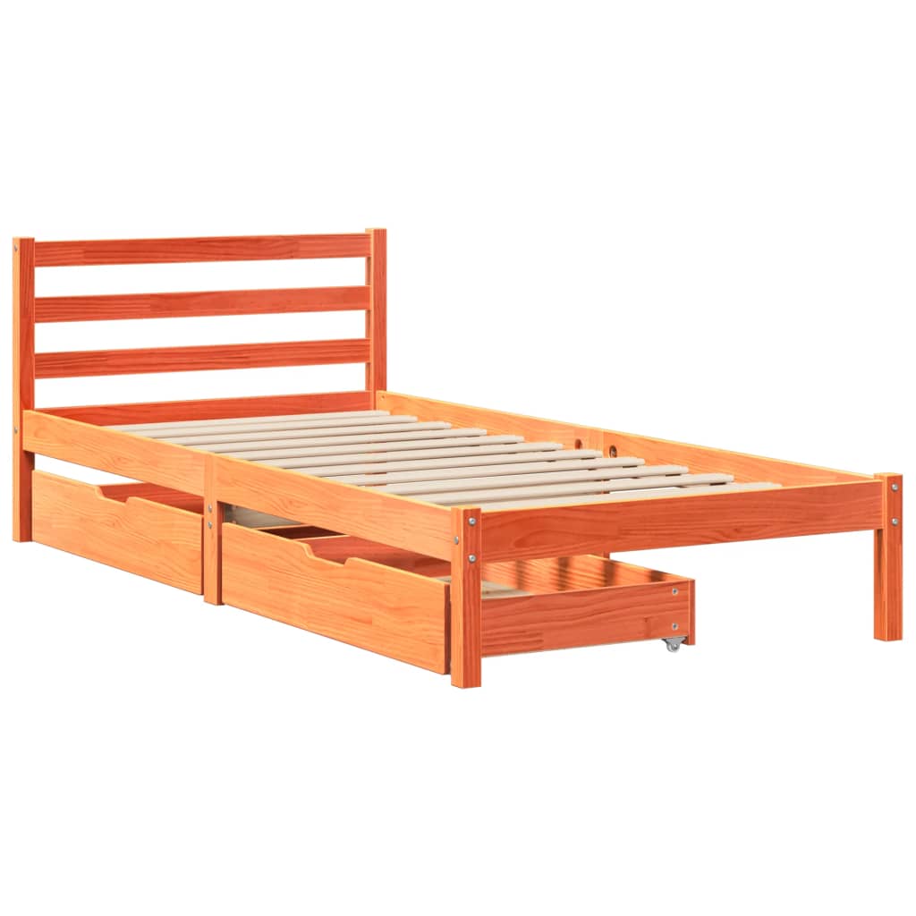 Bedframe zonder matras massief grenenhout wasbruin 90x190 cm Bedden & bedframes | Creëer jouw Trendy Thuis | Gratis bezorgd & Retour | Trendy.nl