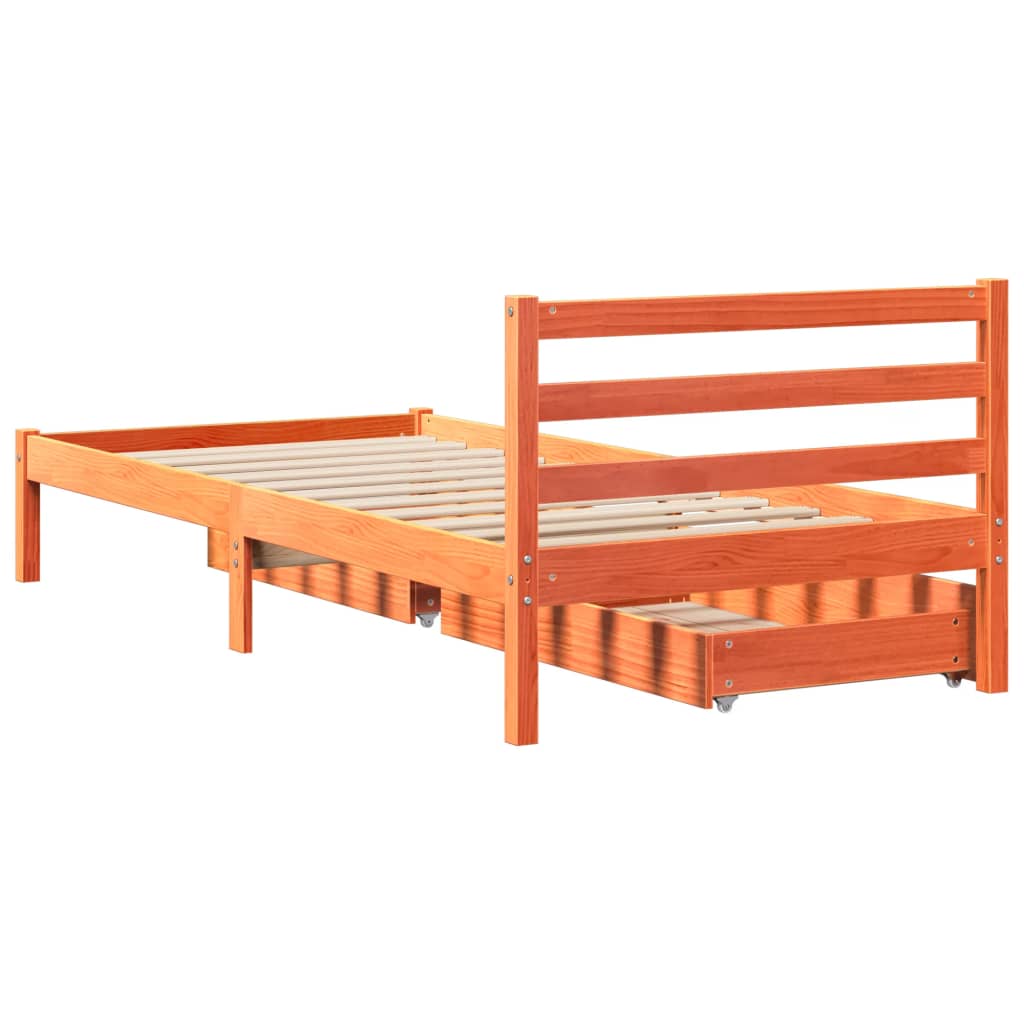 Bedframe zonder matras massief grenenhout wasbruin 90x190 cm Bedden & bedframes | Creëer jouw Trendy Thuis | Gratis bezorgd & Retour | Trendy.nl