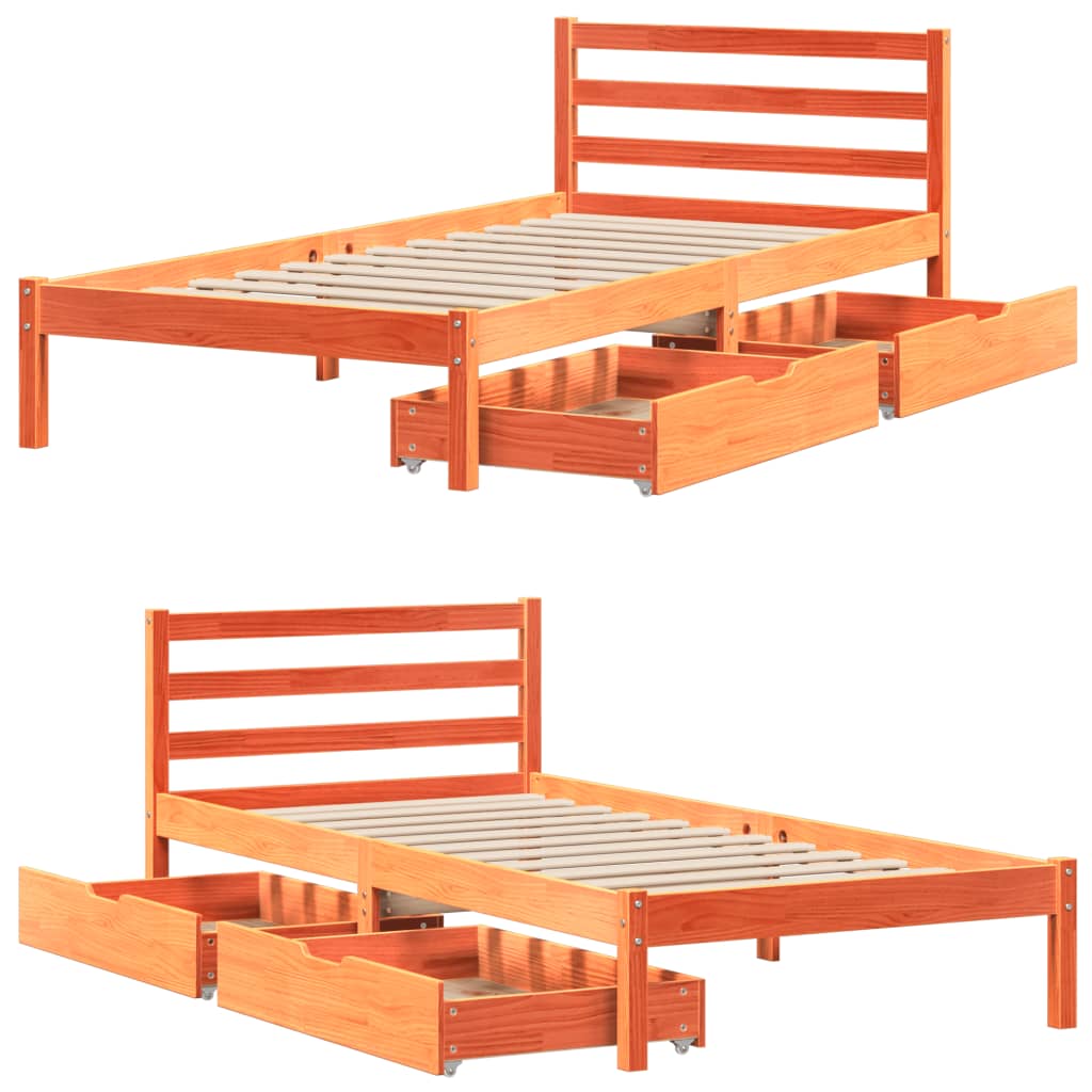 Bedframe zonder matras massief grenenhout wasbruin 90x190 cm Bedden & bedframes | Creëer jouw Trendy Thuis | Gratis bezorgd & Retour | Trendy.nl