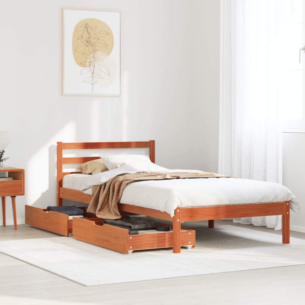 Bedframe zonder matras massief grenenhout wasbruin 90x190 cm Bedden & bedframes | Creëer jouw Trendy Thuis | Gratis bezorgd & Retour | Trendy.nl