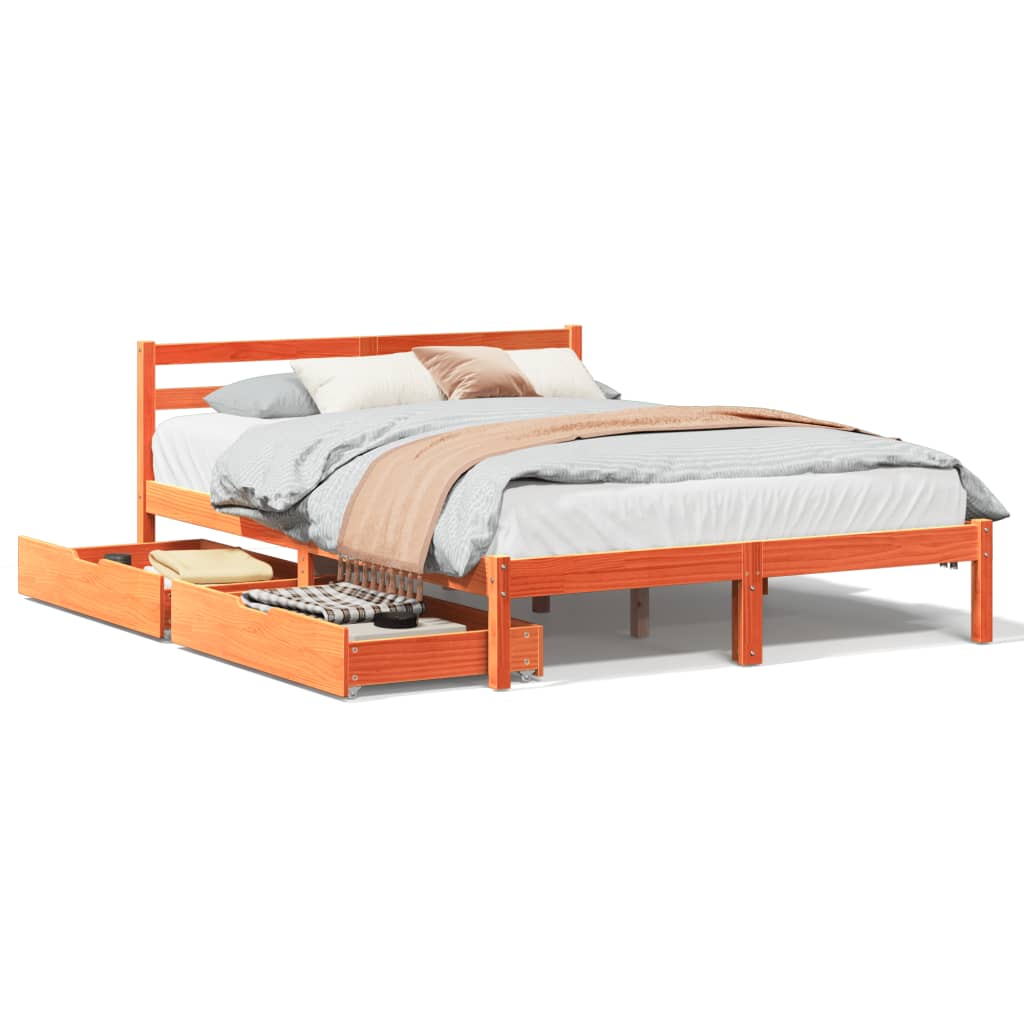 Bedframe zonder matras massief grenenhout wasbruin 120x190 cm Bedden & bedframes | Creëer jouw Trendy Thuis | Gratis bezorgd & Retour | Trendy.nl