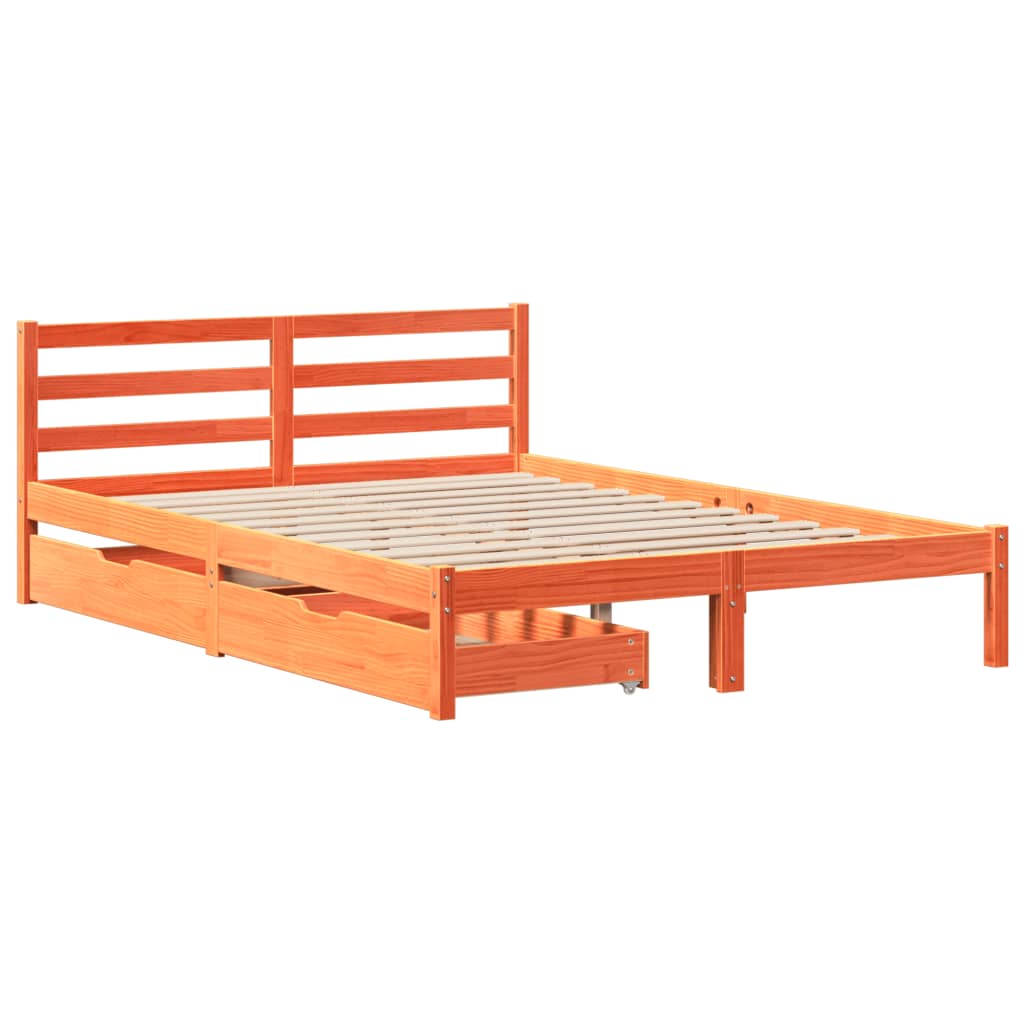 Bedframe zonder matras massief grenenhout wasbruin 120x190 cm Bedden & bedframes | Creëer jouw Trendy Thuis | Gratis bezorgd & Retour | Trendy.nl