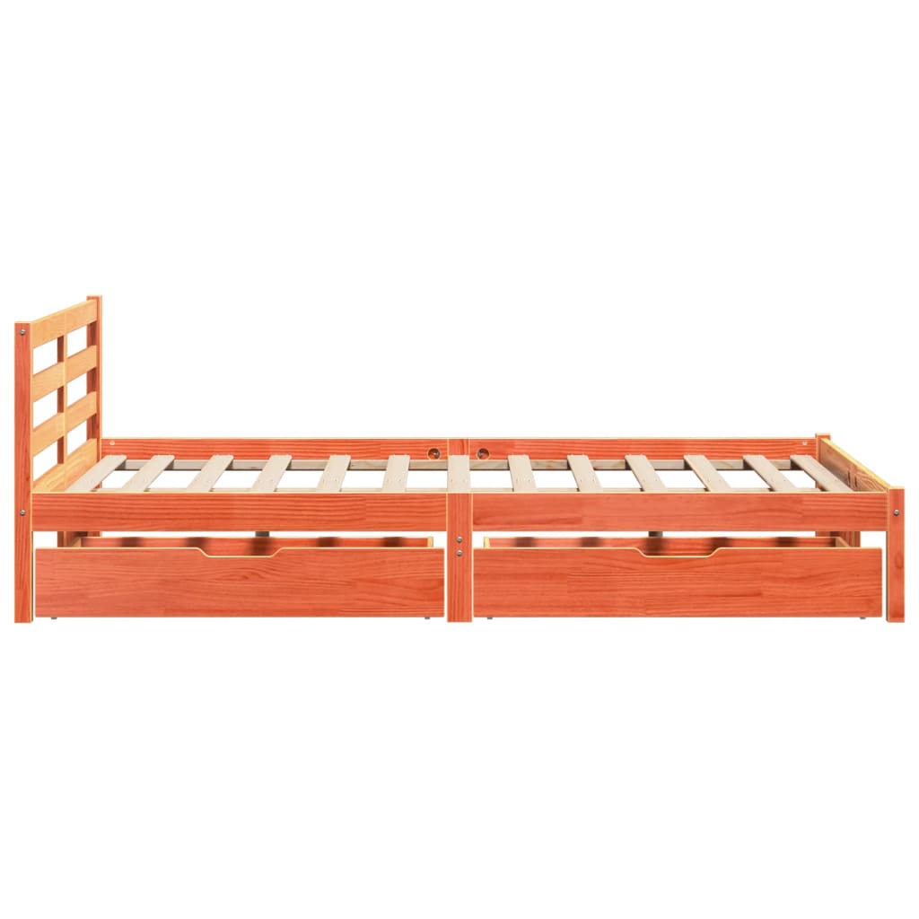 Bedframe zonder matras massief grenenhout wasbruin 120x190 cm Bedden & bedframes | Creëer jouw Trendy Thuis | Gratis bezorgd & Retour | Trendy.nl