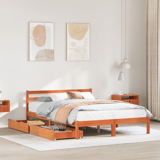 Bedframe zonder matras massief grenenhout wasbruin 120x190 cm Bedden & bedframes | Creëer jouw Trendy Thuis | Gratis bezorgd & Retour | Trendy.nl