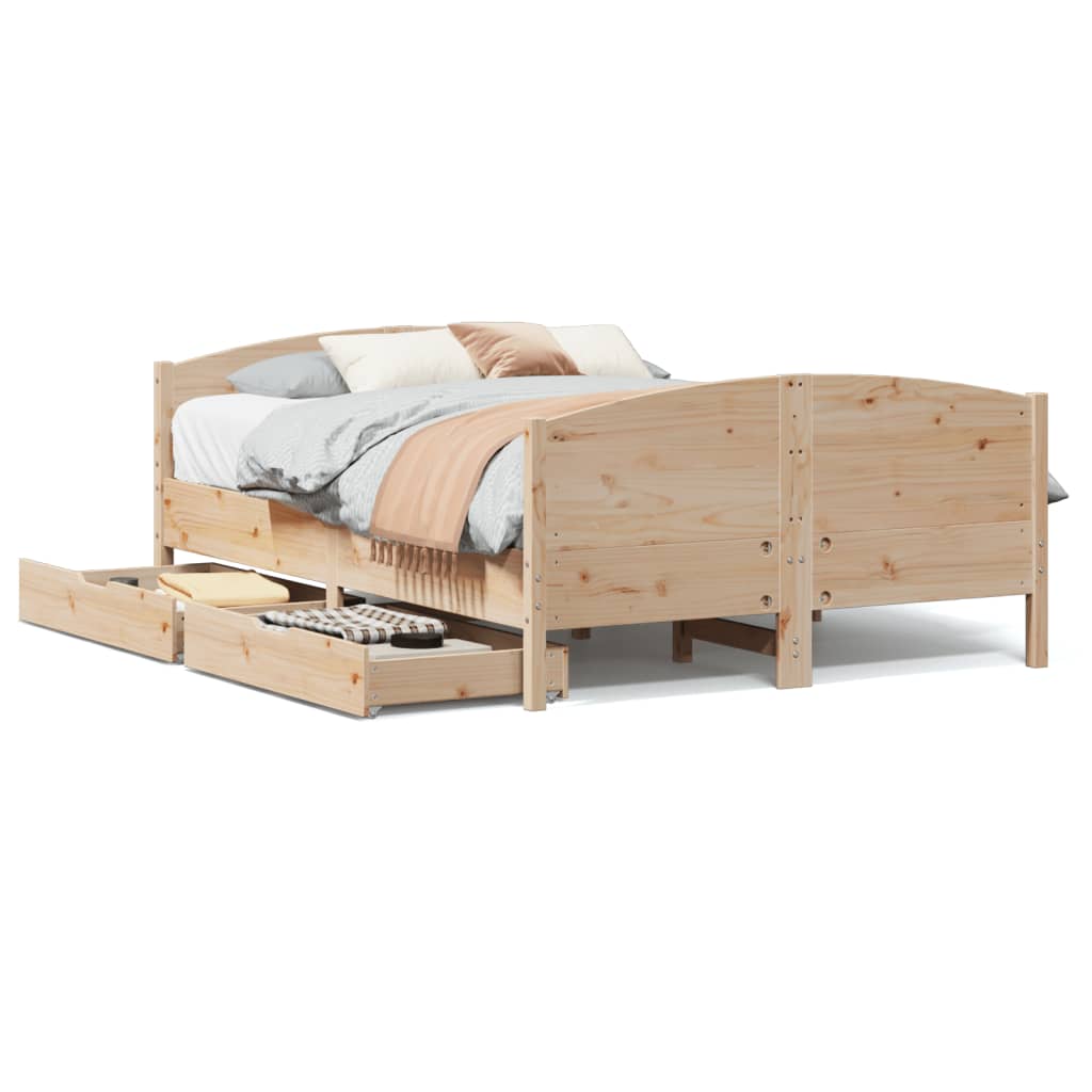 Bedframe zonder matras massief grenenhout 140x190 cm