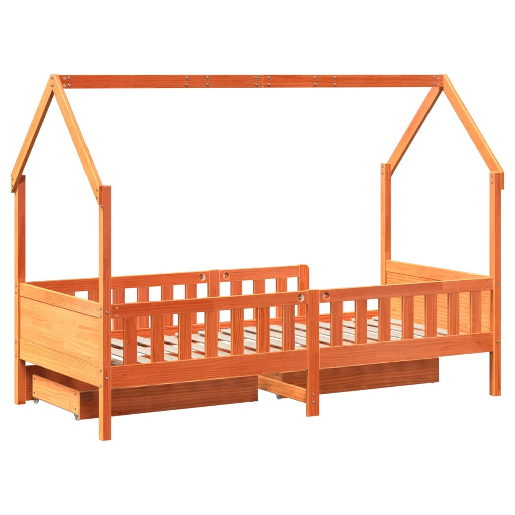 Kinderbedframe met lades 90x190 cm massief grenenhout Bedden & bedframes | Creëer jouw Trendy Thuis | Gratis bezorgd & Retour | Trendy.nl