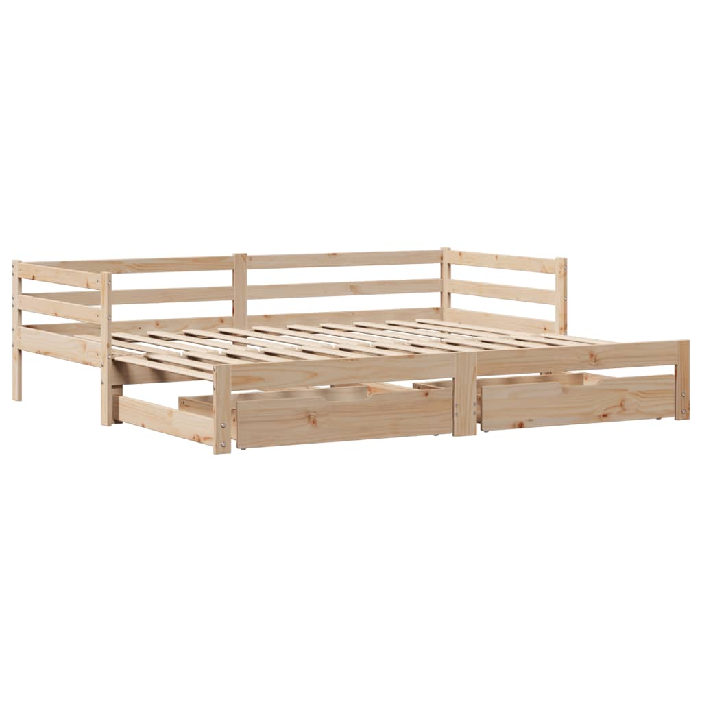 Slaapbank met onderschuifbed en lades 90x190 cm grenenhout Bedden & bedframes | Creëer jouw Trendy Thuis | Gratis bezorgd & Retour | Trendy.nl