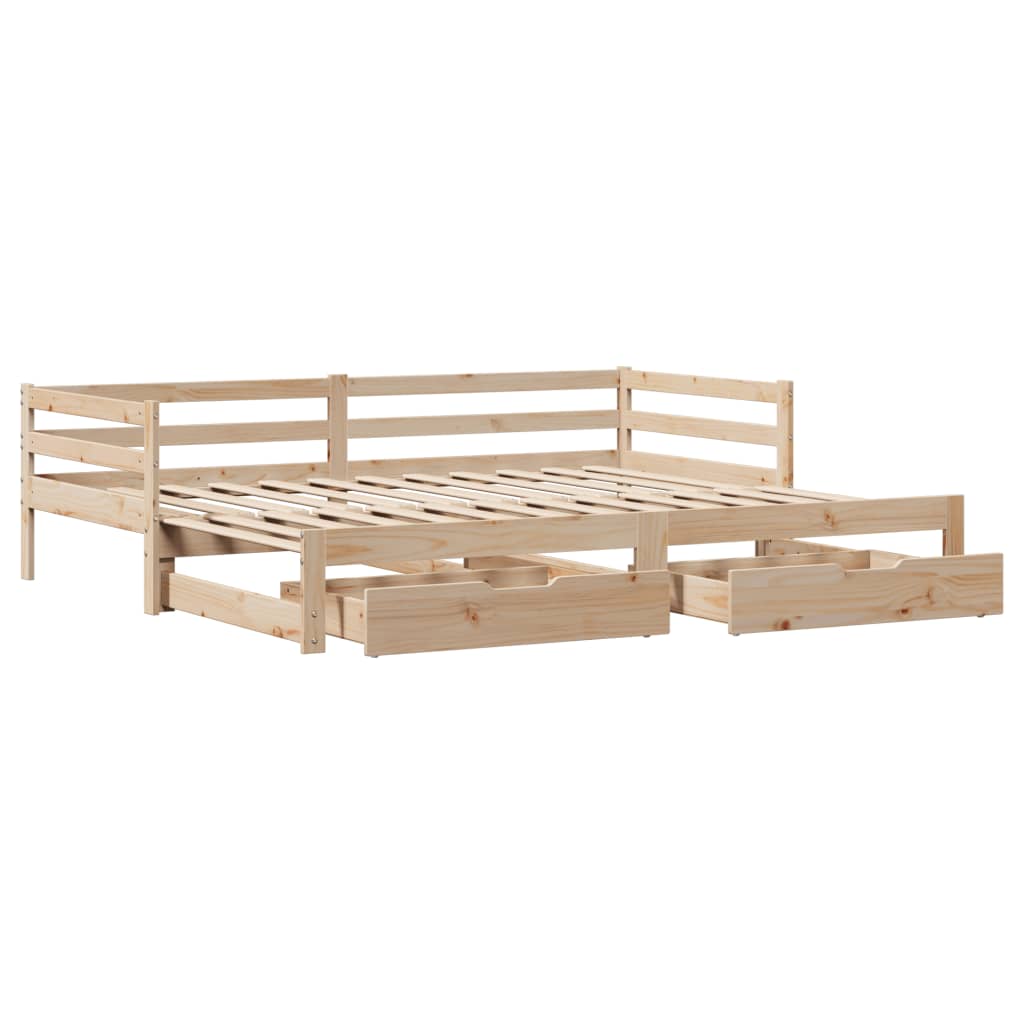 Slaapbank met onderschuifbed en lades 90x190 cm grenenhout Bedden & bedframes | Creëer jouw Trendy Thuis | Gratis bezorgd & Retour | Trendy.nl