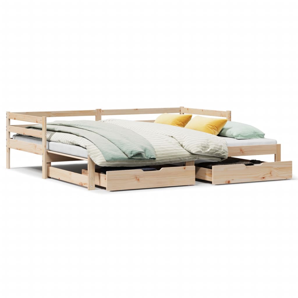 Slaapbank met onderschuifbed en lades 90x190 cm grenenhout Bedden & bedframes | Creëer jouw Trendy Thuis | Gratis bezorgd & Retour | Trendy.nl