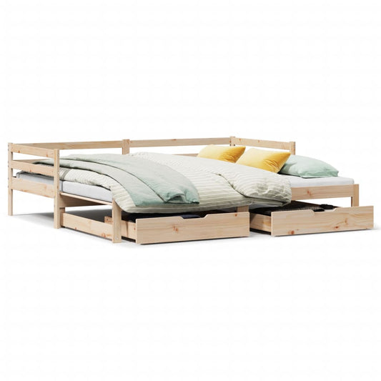 Slaapbank met onderschuifbed en lades 90x190 cm grenenhout Bedden & bedframes | Creëer jouw Trendy Thuis | Gratis bezorgd & Retour | Trendy.nl