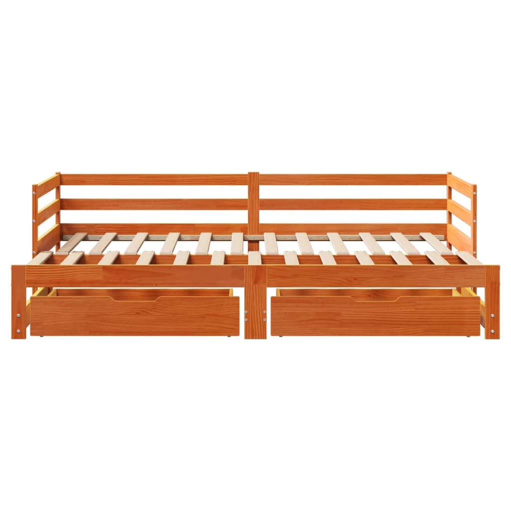 Slaapbank onderschuifbed en lades 90x190 cm grenenhout wasbruin Bedden & bedframes | Creëer jouw Trendy Thuis | Gratis bezorgd & Retour | Trendy.nl