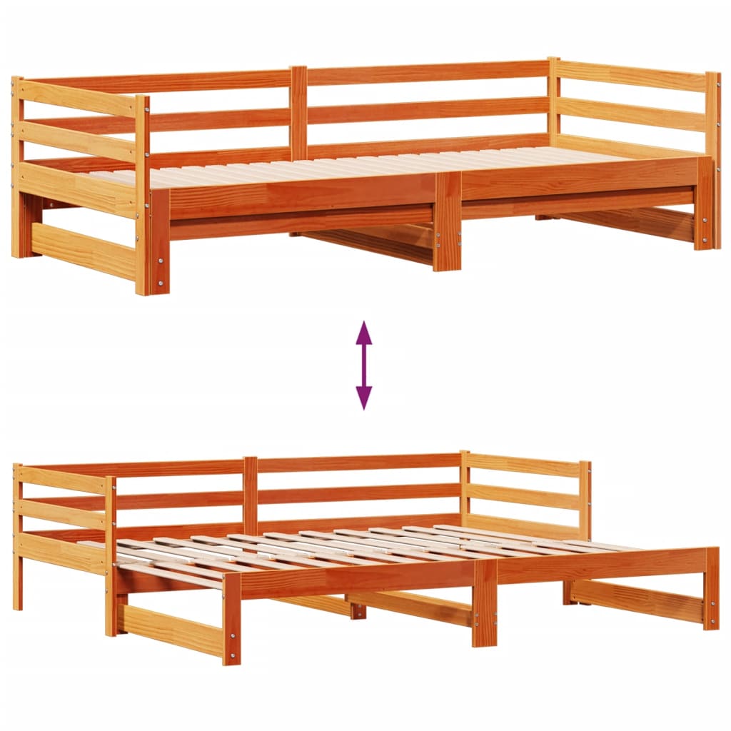 Slaapbank onderschuifbed en lades 90x190 cm grenenhout wasbruin Bedden & bedframes | Creëer jouw Trendy Thuis | Gratis bezorgd & Retour | Trendy.nl