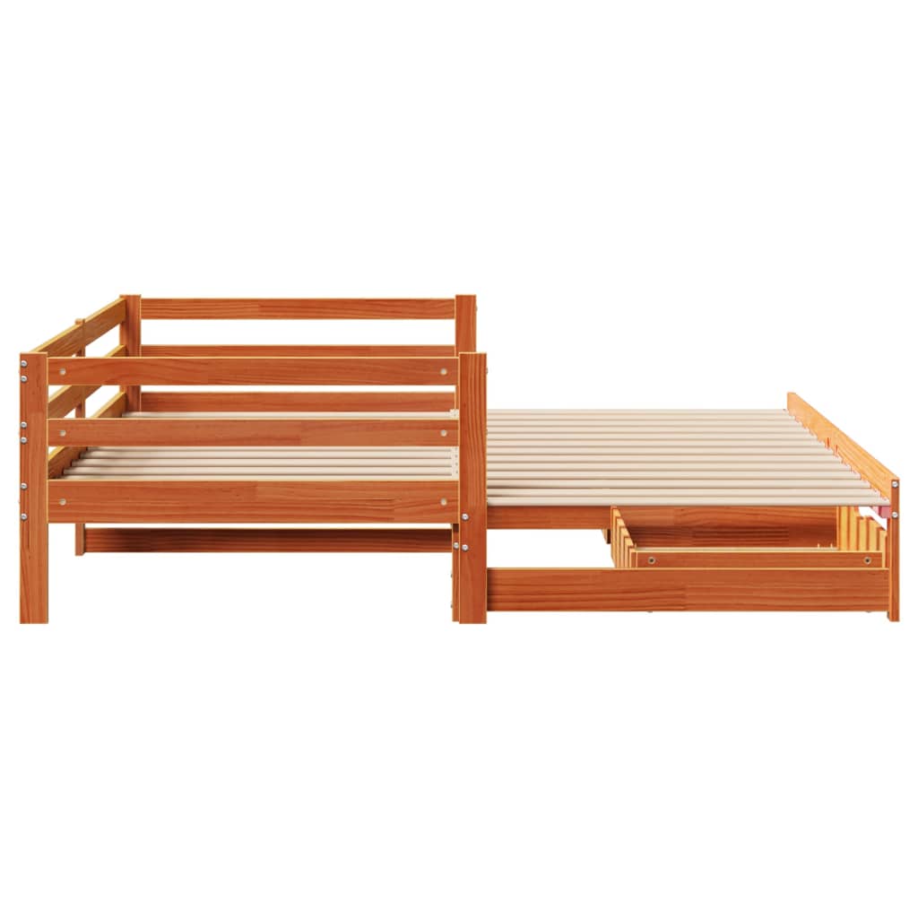 Slaapbank onderschuifbed en lades 90x190 cm grenenhout wasbruin Bedden & bedframes | Creëer jouw Trendy Thuis | Gratis bezorgd & Retour | Trendy.nl