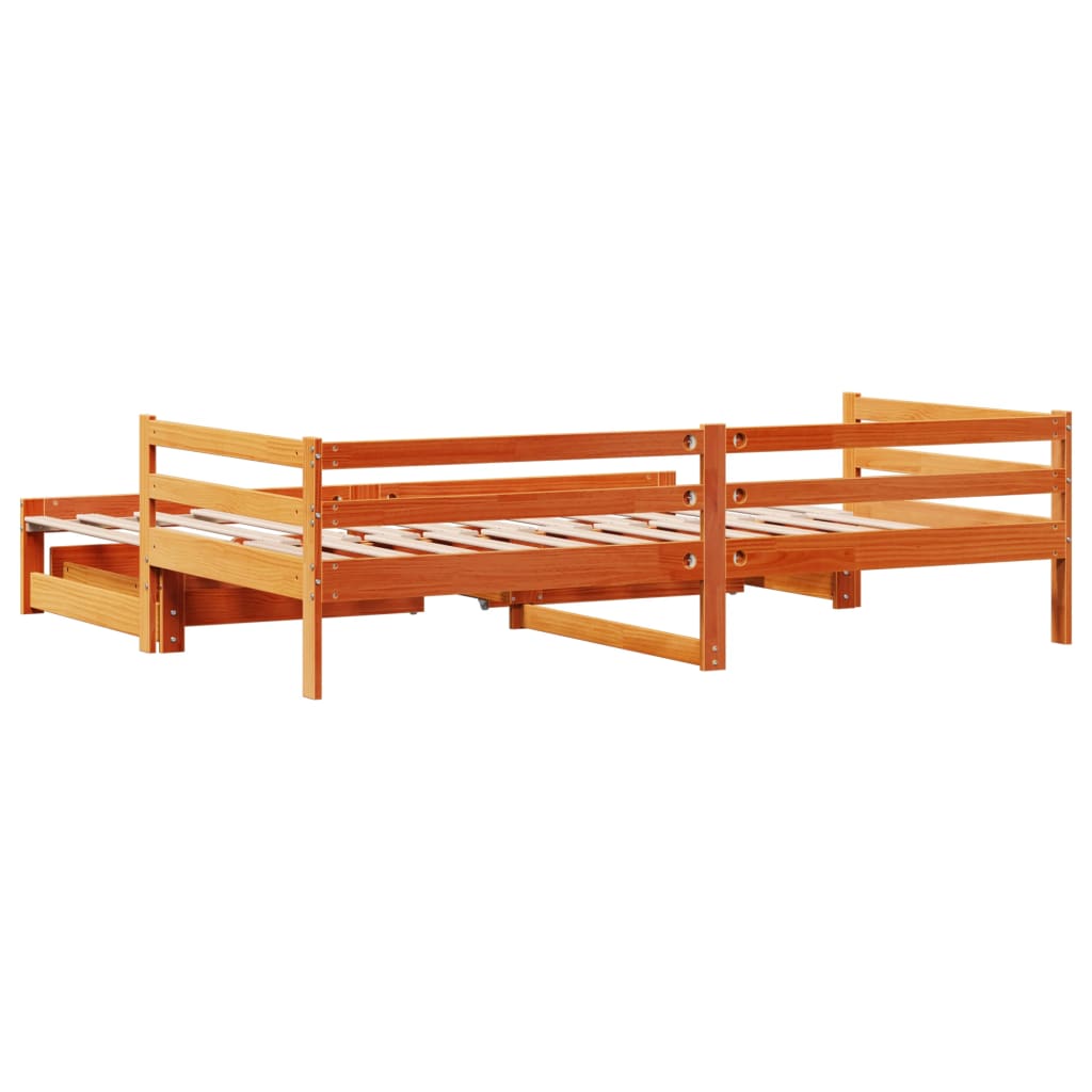 Slaapbank onderschuifbed en lades 90x190 cm grenenhout wasbruin Bedden & bedframes | Creëer jouw Trendy Thuis | Gratis bezorgd & Retour | Trendy.nl