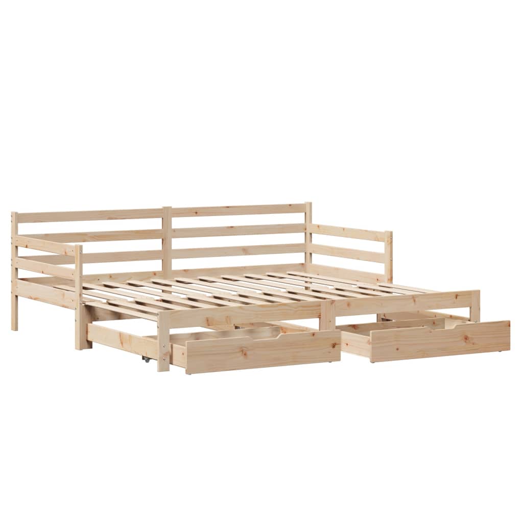 Slaapbank met onderschuifbed en lades 90x190 cm grenenhout Bedden & bedframes | Creëer jouw Trendy Thuis | Gratis bezorgd & Retour | Trendy.nl