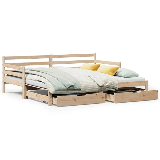 Slaapbank met onderschuifbed en lades 90x190 cm grenenhout Bedden & bedframes | Creëer jouw Trendy Thuis | Gratis bezorgd & Retour | Trendy.nl