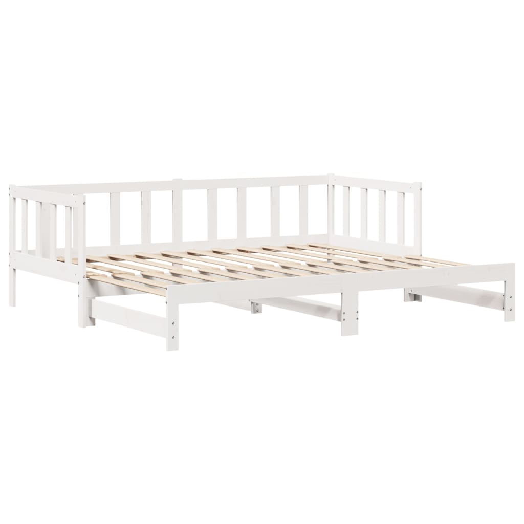 Slaapbank met onderschuifbed/lades zonder matras 90x190 cm wit