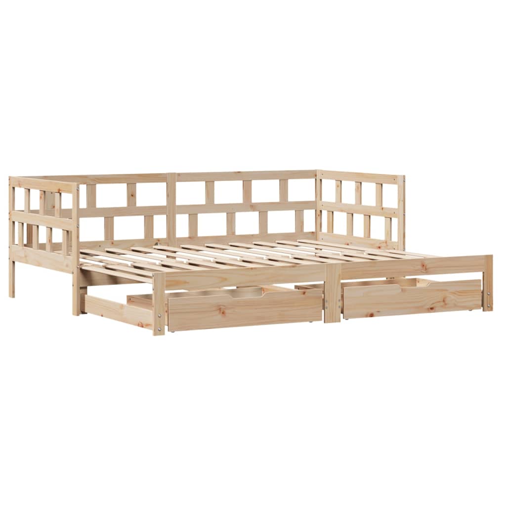 Slaapbank met onderschuifbed en lades 90x190 cm grenenhout Bedden & bedframes | Creëer jouw Trendy Thuis | Gratis bezorgd & Retour | Trendy.nl