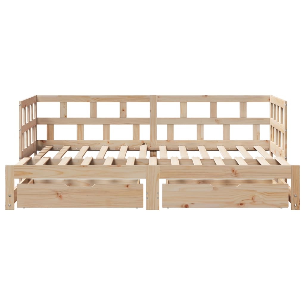 Slaapbank met onderschuifbed en lades 90x190 cm grenenhout Bedden & bedframes | Creëer jouw Trendy Thuis | Gratis bezorgd & Retour | Trendy.nl