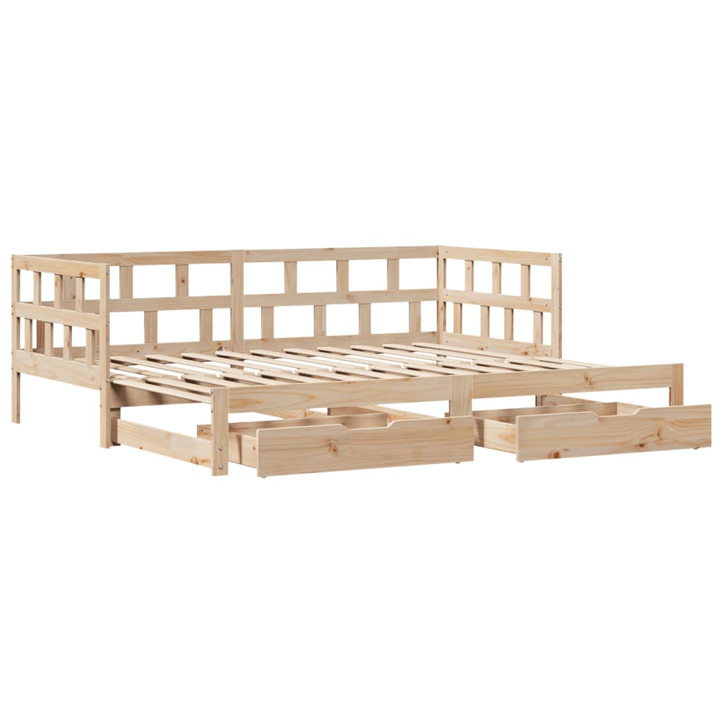 Slaapbank met onderschuifbed en lades 90x190 cm grenenhout Bedden & bedframes | Creëer jouw Trendy Thuis | Gratis bezorgd & Retour | Trendy.nl